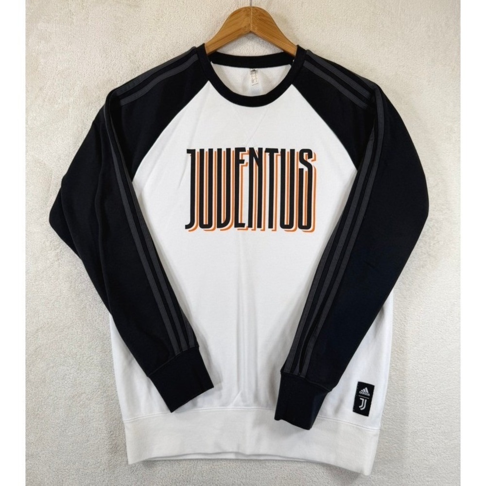 Adidas Juventus FC Sweatshirt Mens Medium White Black Raglan Crewneck GR2920
